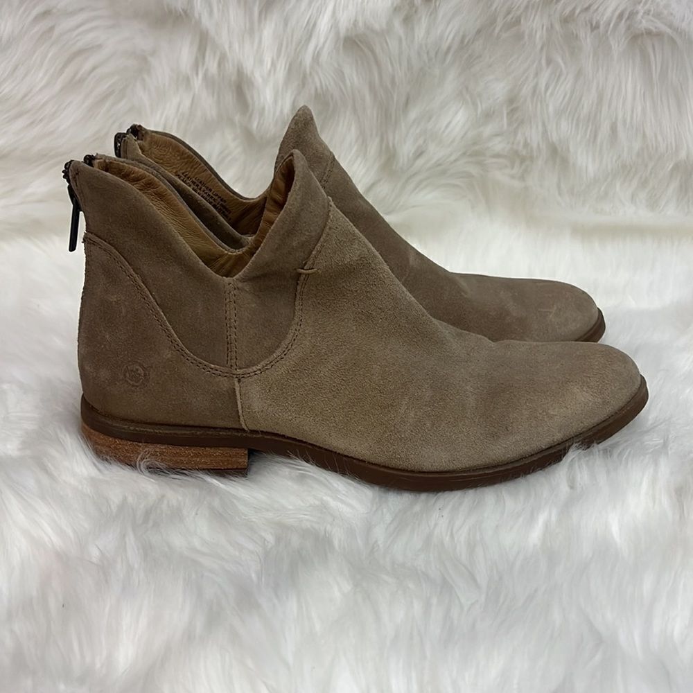 Born Arula F76602 Tan Leather Round Toe Bakc Zip Ankle Booties Size‎ 7 B14B - Picture 6 of 12